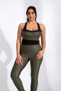 2 PIECE ELEVATED SET IN OLIVE/BLACK
