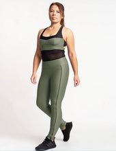 Load image into Gallery viewer, Sustainable and ethically-made activewear ELEVATED SET in olive green. Built to support a medium intensity workout and a full day of activities
